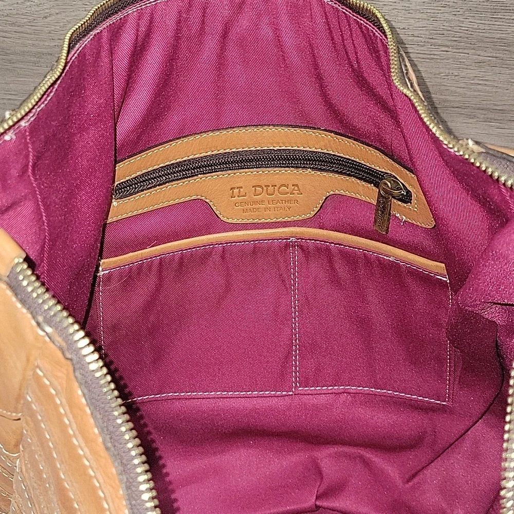 Large IL Duca  Tan Leather Hobo Bag - Classic Everyday Shoulder Bag